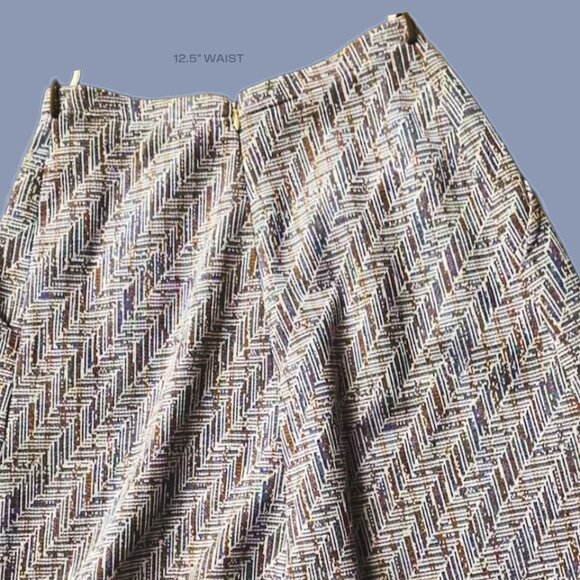 Vintage High-Waisted Herringbone A-Line Skirt • XS/S • 24” Length - Picture 2 of 2